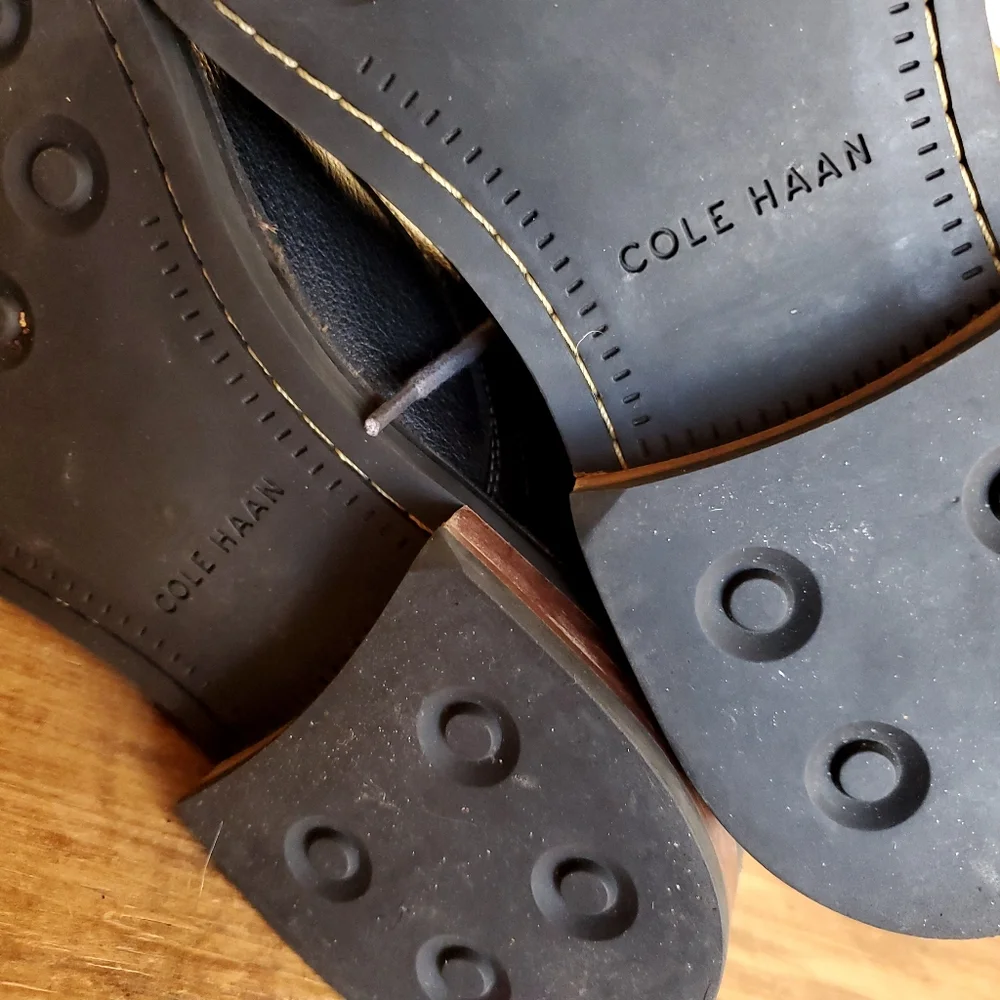 Cole Haan Men's CANTON Stitch Black Leather Boots Size 8 1/2